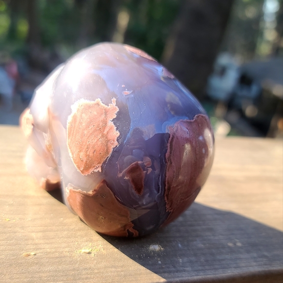 INCREDIBLE gray & Rose Agate handcarved skull - Picture 7 of 7